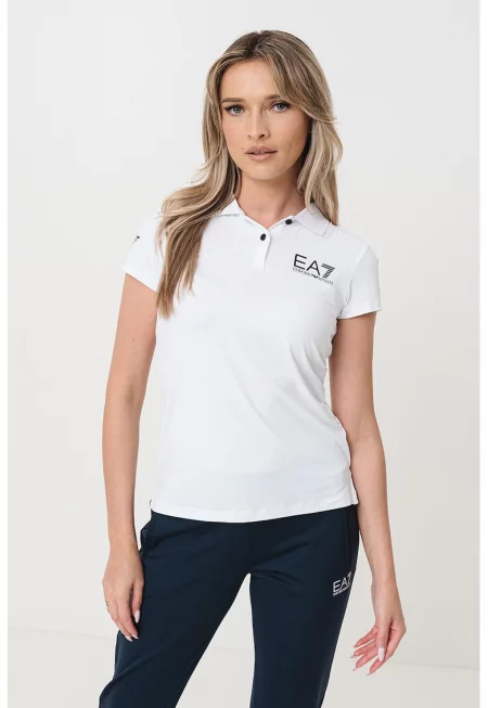 Слим тениска с яка - Черен/Бял