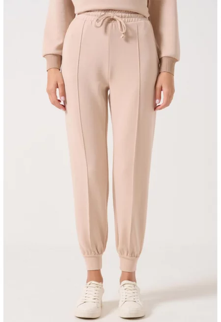 Спортен панталон с модал с връзка - Праскова