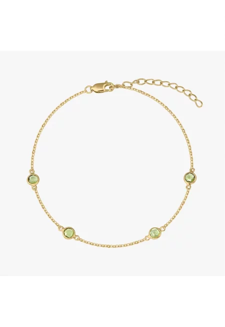 Сребърна гривна Birthstone Golden August - Перидот