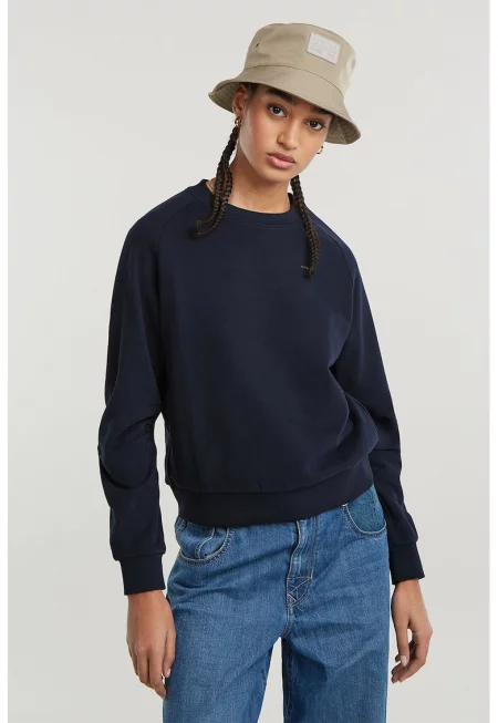 Суитшърт с овално деколте - Тъмносин