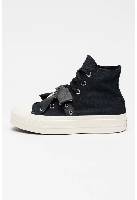 Текстилни кецове Lift Hi с панделка - Черен