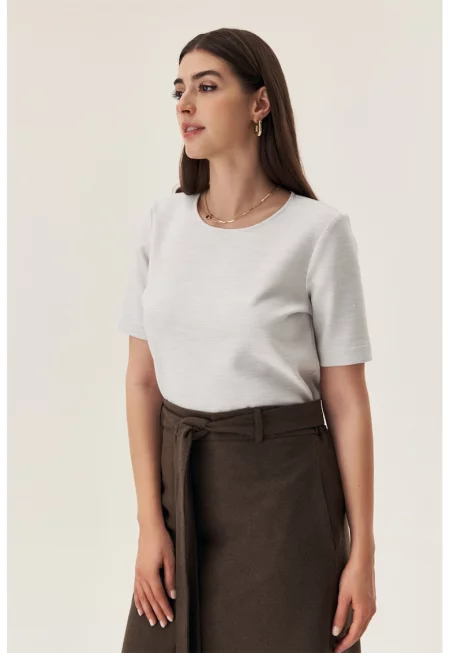 Тениска с овално деколте - Светлосив меланж