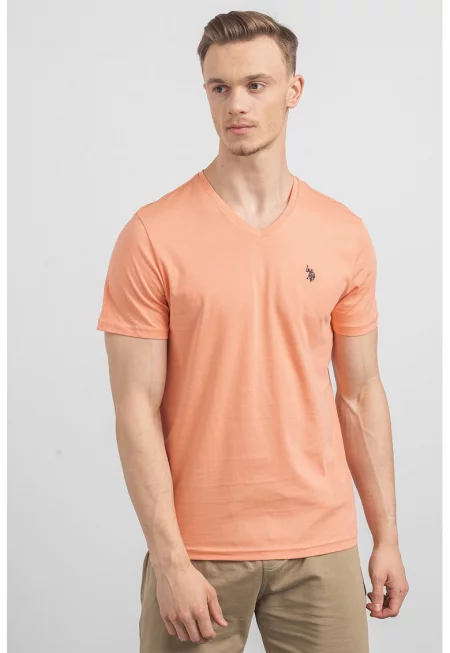 U.S. Polo Assn - Памучна тениска с шпиц