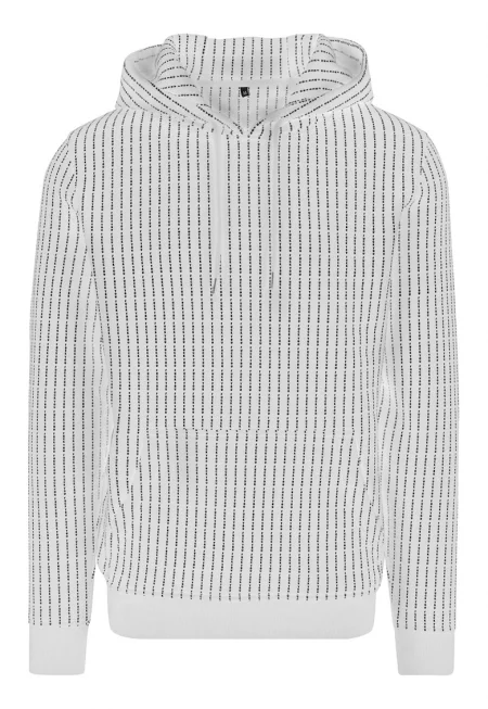 Унисекс худи с памук и принт - Бял