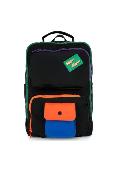 Водоустойчива унисекс раница - No. 44 Retro S - 13л - 28x36см - Черен/Бледозелен/Мандарина