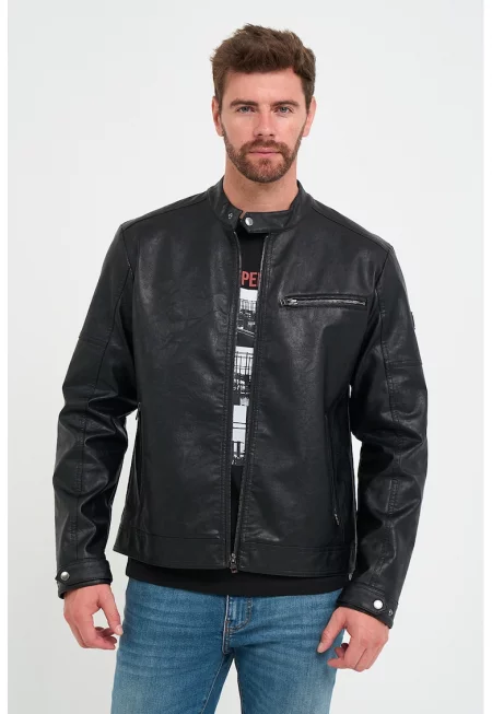 Яке от еко кожа - Черен