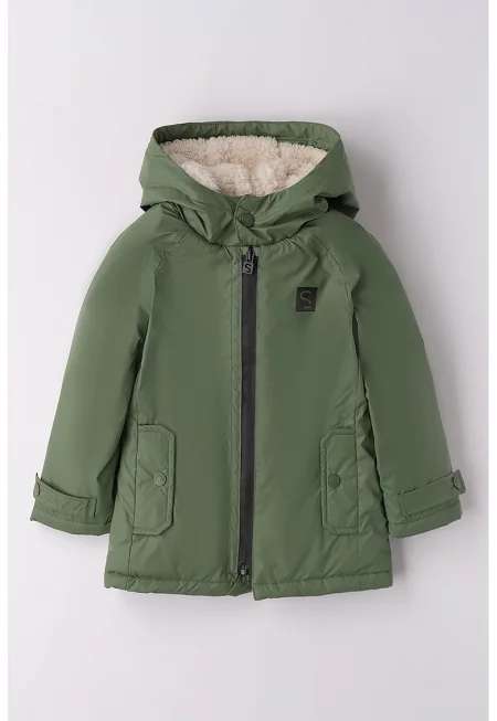 Зимно яке с цип и качулка - Папратово зелено