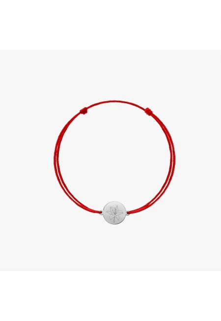 Златна гривна с шнур за деца Цвете на раждане - Майска лилия