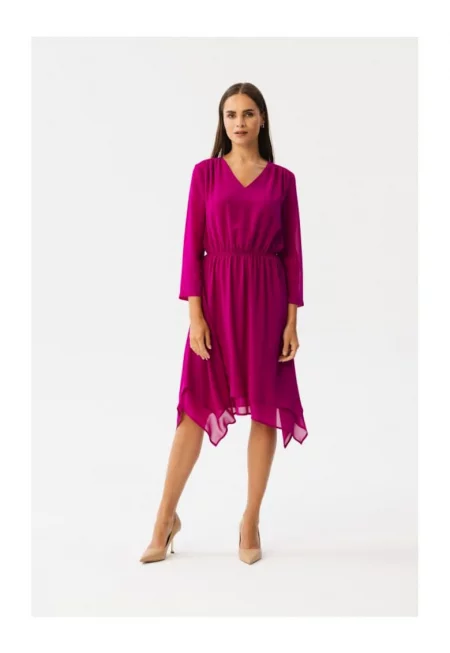 Асиметрична дамска рокля -  Spumados - Бордо -