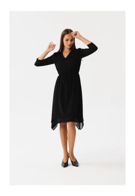 Асиметрична дамска рокля -  Spumados - черна