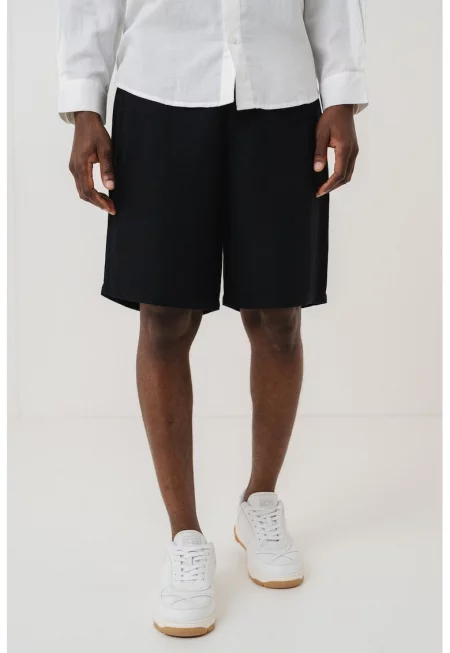 Бермуди с лен - Черен