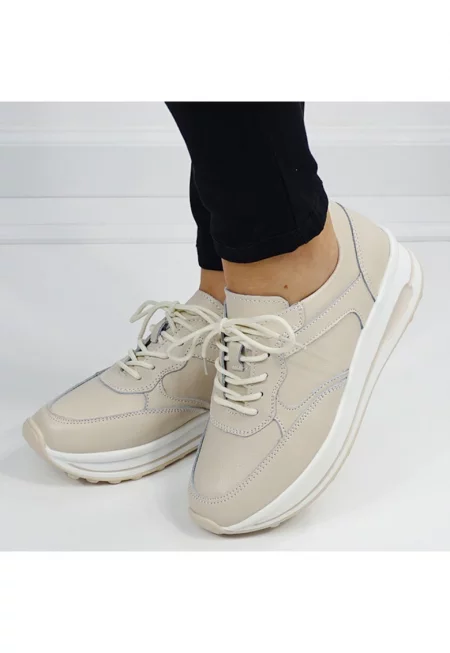 Бежови маратонки от естествена кожа 5091 M6 16486