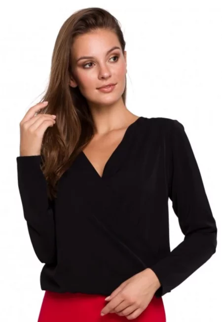 Блуза -  Полиестер/Еластан - Черна -
