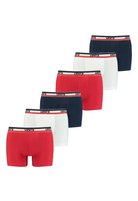 Боксерки с лого на талията - 6 чифта - Червен/Бял/Син