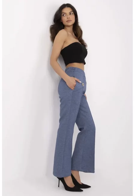 Bootcut Pants With Decorative Buttons