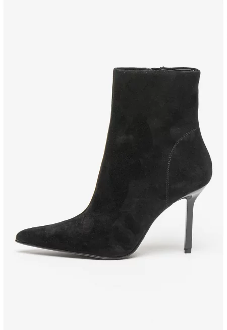 Боти от еко кожа Iyanna с ток стилето - Избеляло черно
