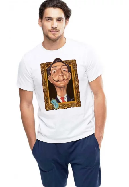 Бяла мъжка тениска - Dali - Frame