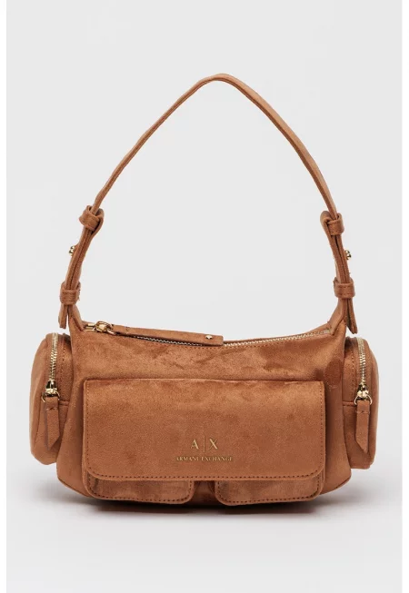 Чанта Baguette от еко велур - Канелено кафяво