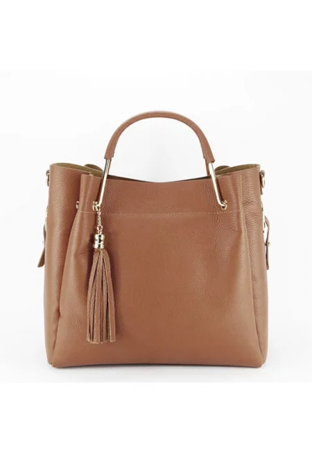 Чанта от естествена кожа Ariana 123 - 33x30x13 см - Camel 14146 - Камел