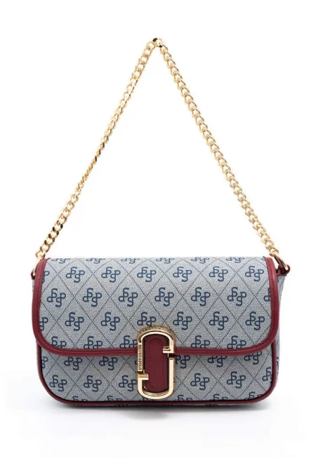 Чанта за рамо с презрамка-верижка - Светло сив - Тъмносин - Тъмночервен - 15x23x4