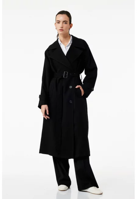 Дълго свободно палто с джобове