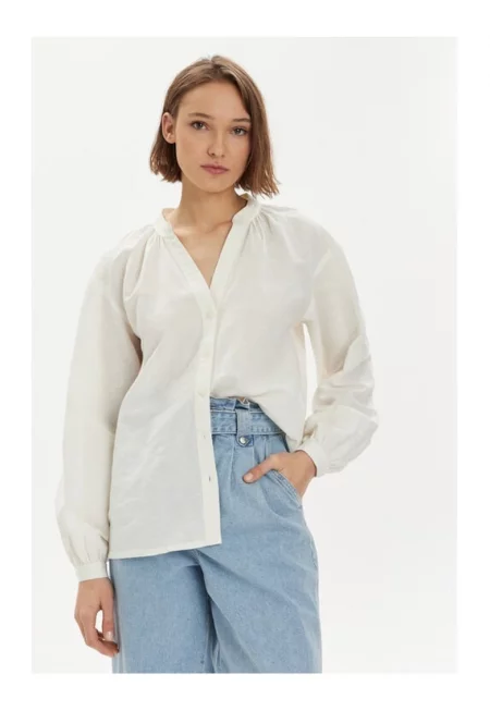 Дамска блуза  Бяла - Лен - Бял