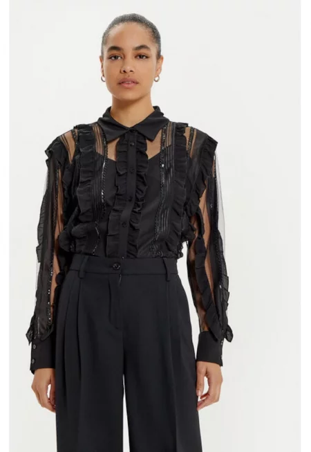 Дамска риза  304937804 - Полиестер - Черна