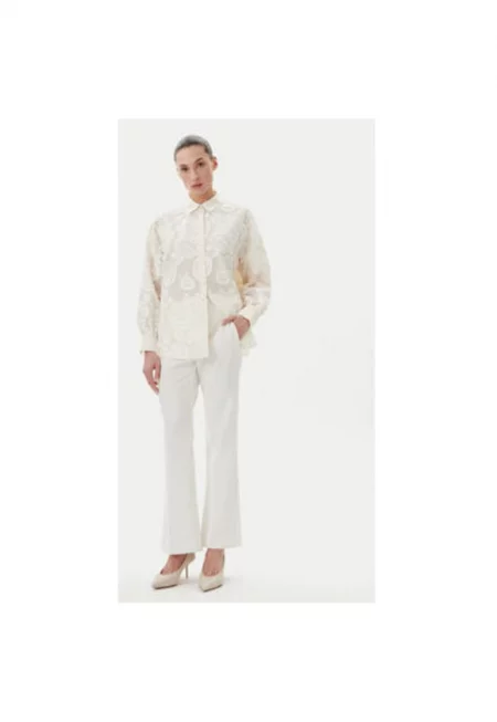 Дамска риза  BBW4538 - памук/полиестер - бяла - Бял