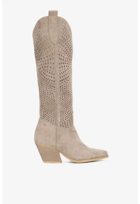 Дамски ботуши  5905588888130 - Текстил - Бежов
