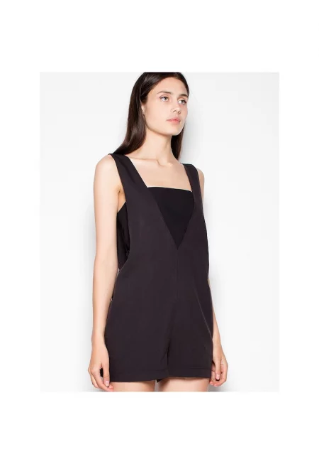 Дамски гащеризон  с ефектно деколте - черен - 65% полиестер - 35% вискоза