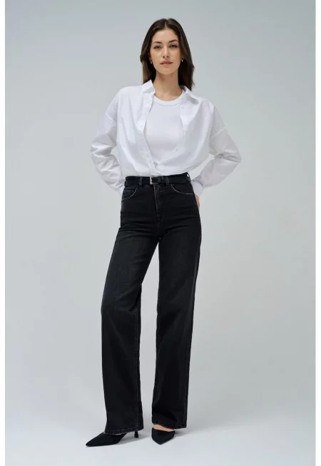 Дънки с висока талия - Черен