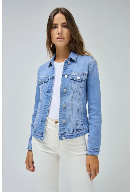 Дънково яке с копчета - Светлосин