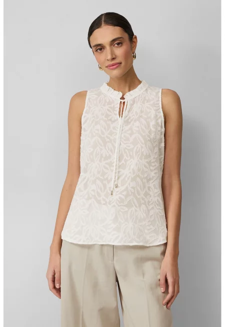 Ефирна блуза без ръкави - Бял