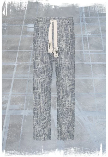 -Ежедневни панталони с текстурирани шевове - Син