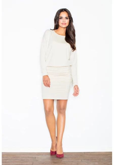 Фигъл рокля - набрана - дълъг ръкав - вискоза