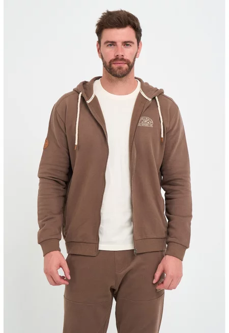 Худи с бродерии - Светлокафяв