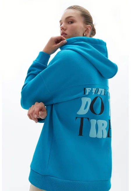 Худи с паднали ръкави - Светлосин