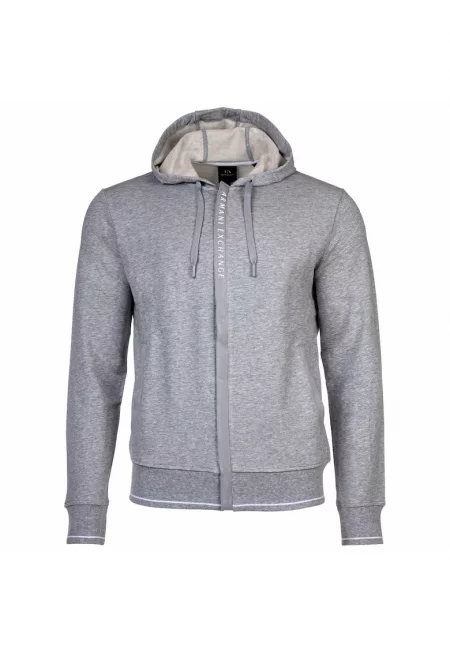 Худи с цип и джобове встрани - Сив
