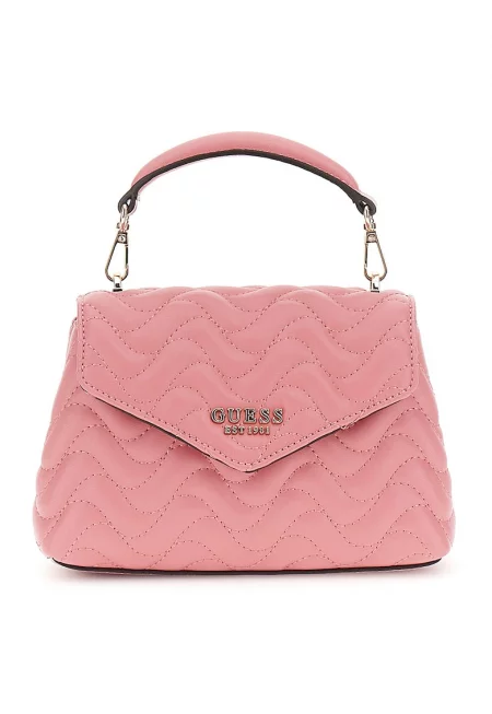 Капитонирана чанта през рамо от еко кожа - Прашно розово