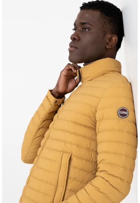 Капитонирано зимно яке със средновисока яка - Шафраново жълто