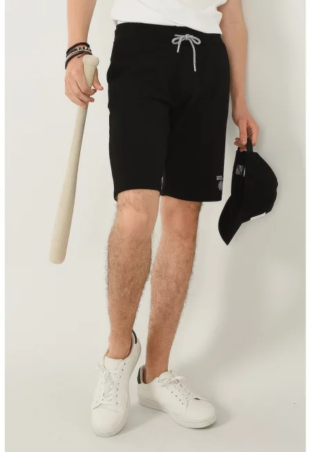 Къс спортен панталон Fowler със странични джобове - Черен