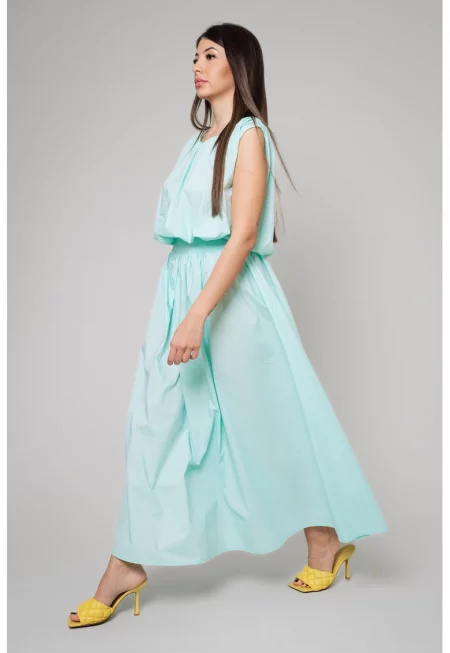 Къс топ и пола - Аквамарин синьо