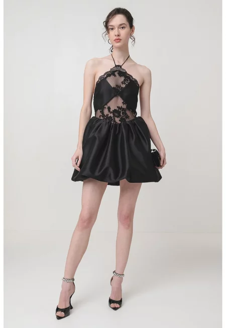 Къса халтер рокля - Черен