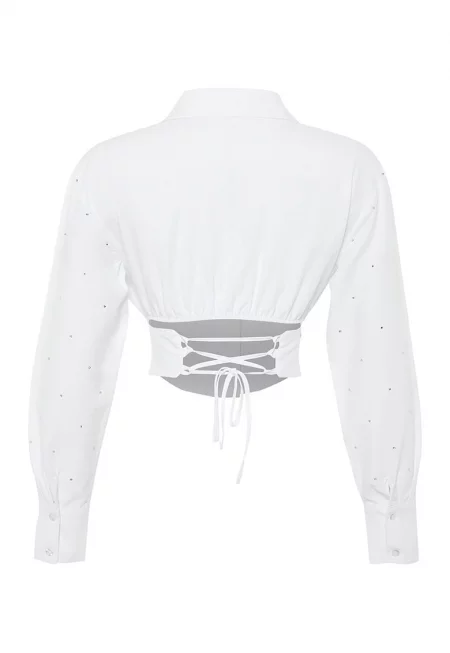 Къса риза с декоративни камъни