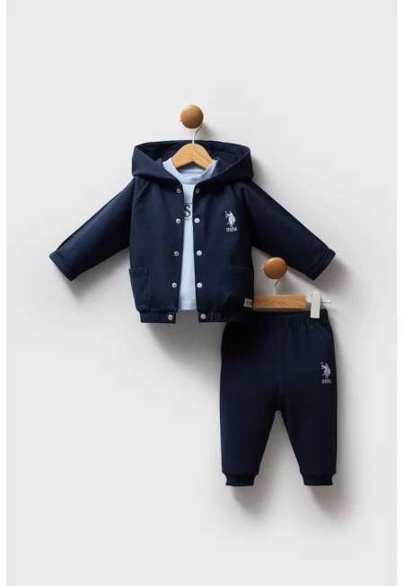 Комплект с лого - 3 части - Ултрамарин синьо/Светлосин