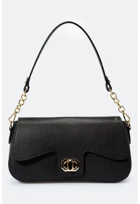 Кожена чанта за рамо - Черен