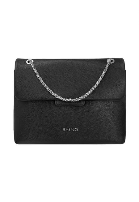 Кожена чанта за рамо - Черен