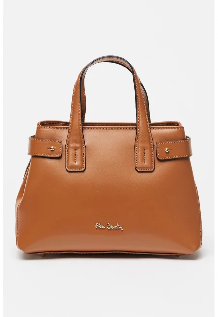 Кожена чанта за рамо - Карамел