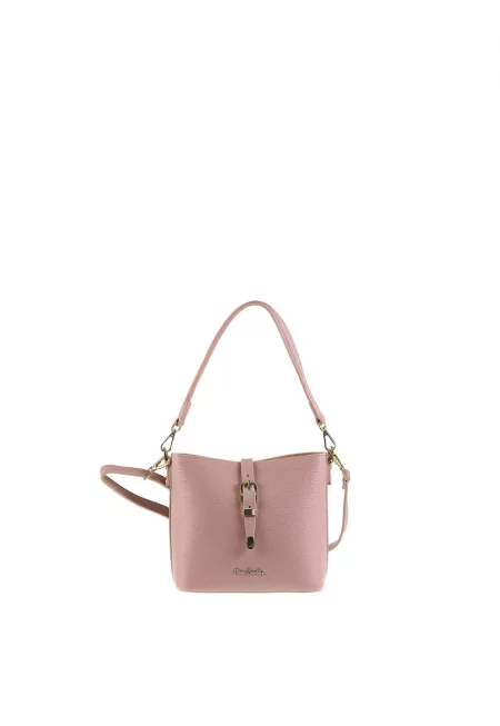 Кожена чанта за рамо Valeria - Тъмнорозов