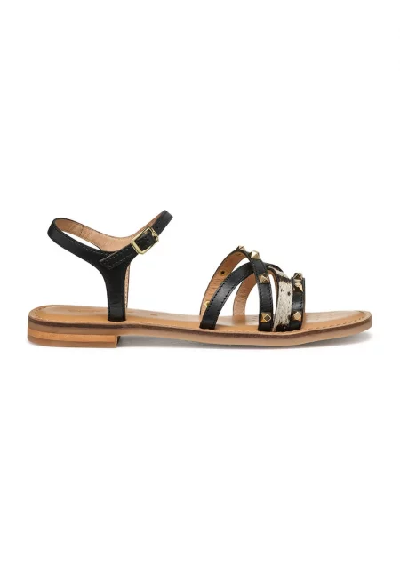 Кожени сандали с капси - Черен